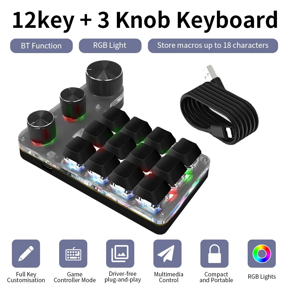 Mechanical Switch Tester - Teclado personalizado macro de programação Bluetooth,
