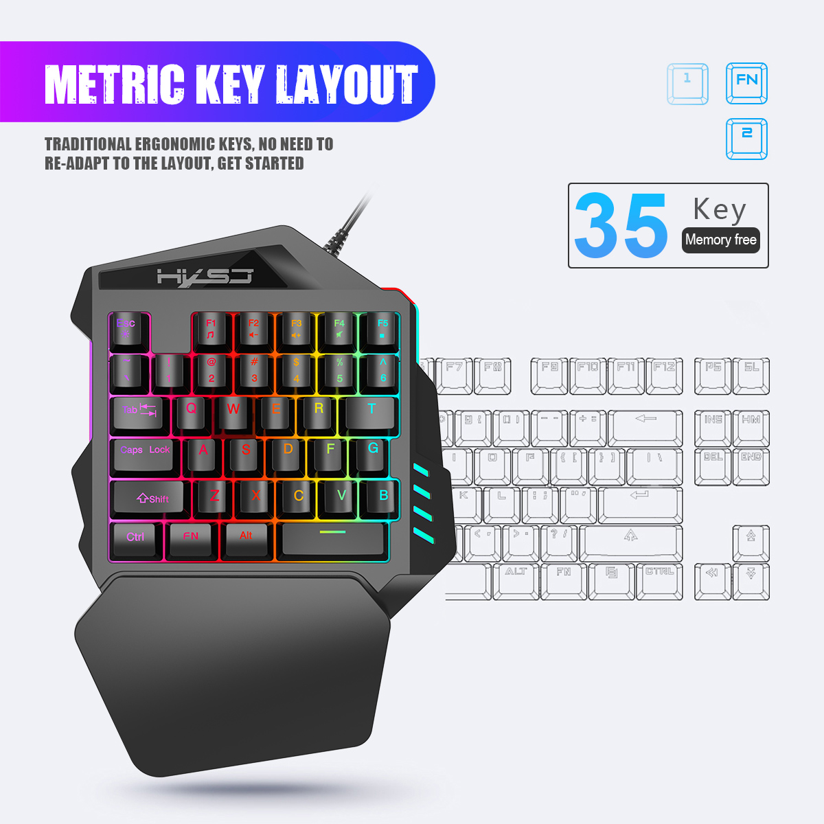HXSJ-Teclado para jogos de ret - Gaming Keyboard Hand avaliação e preço